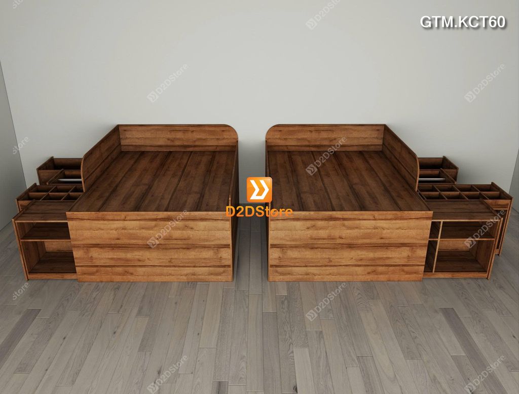 Giường thông minh tích hợp 4 tủ ngăn kéo dưới giường tiện ích không cầu thang cao 60cm mã GTM.KCT60