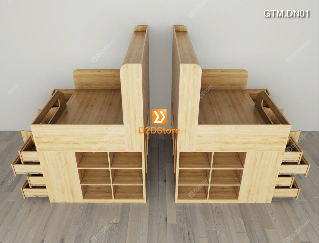 Giường thông minh tích hợp nhiều công năng tủ áo ngăn kéo kệ sách mã GTM.DN01 - Ảnh 11