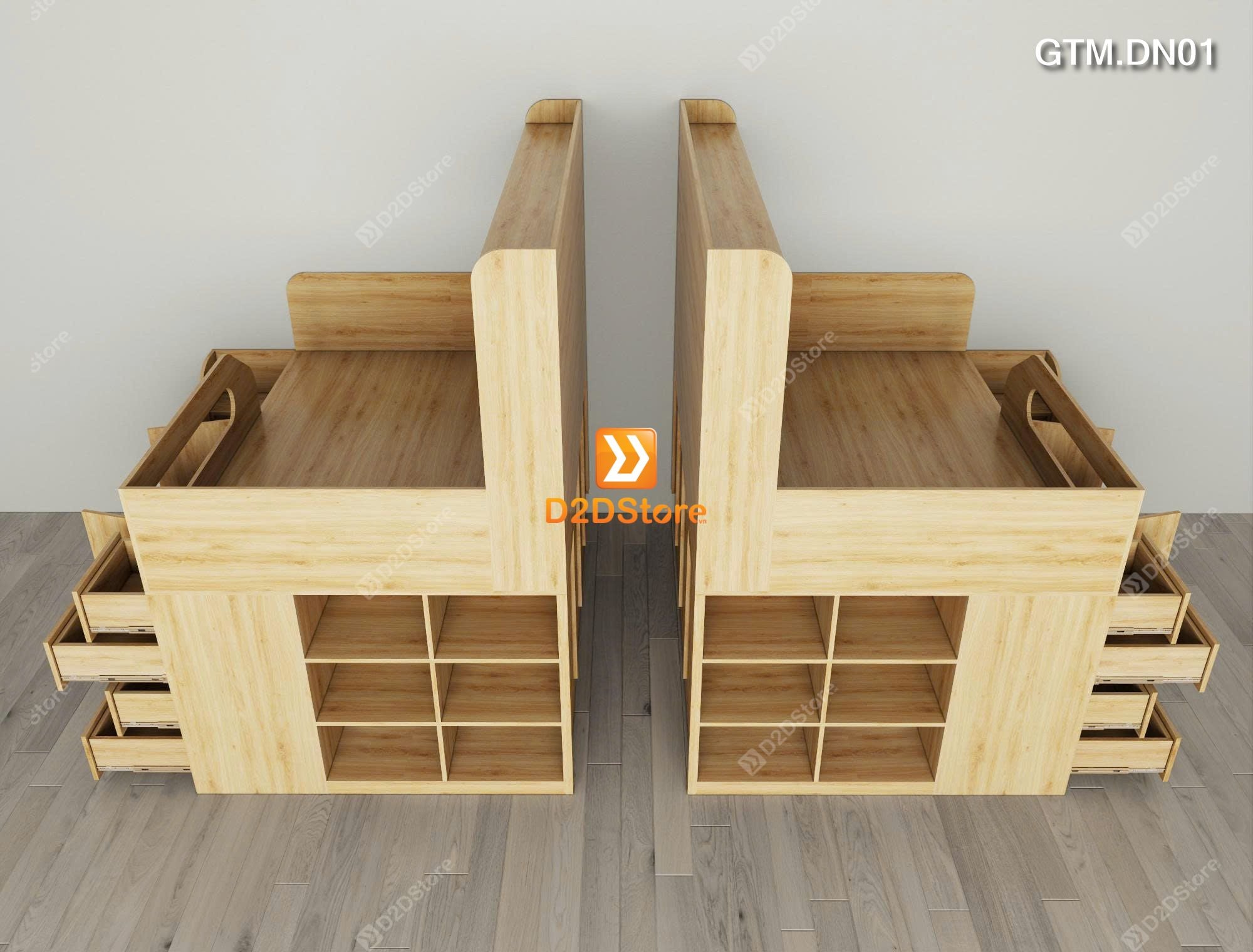  Giường thông minh tích hợp nhiều công năng tủ áo ngăn kéo kệ sách mã GTM.DN01 