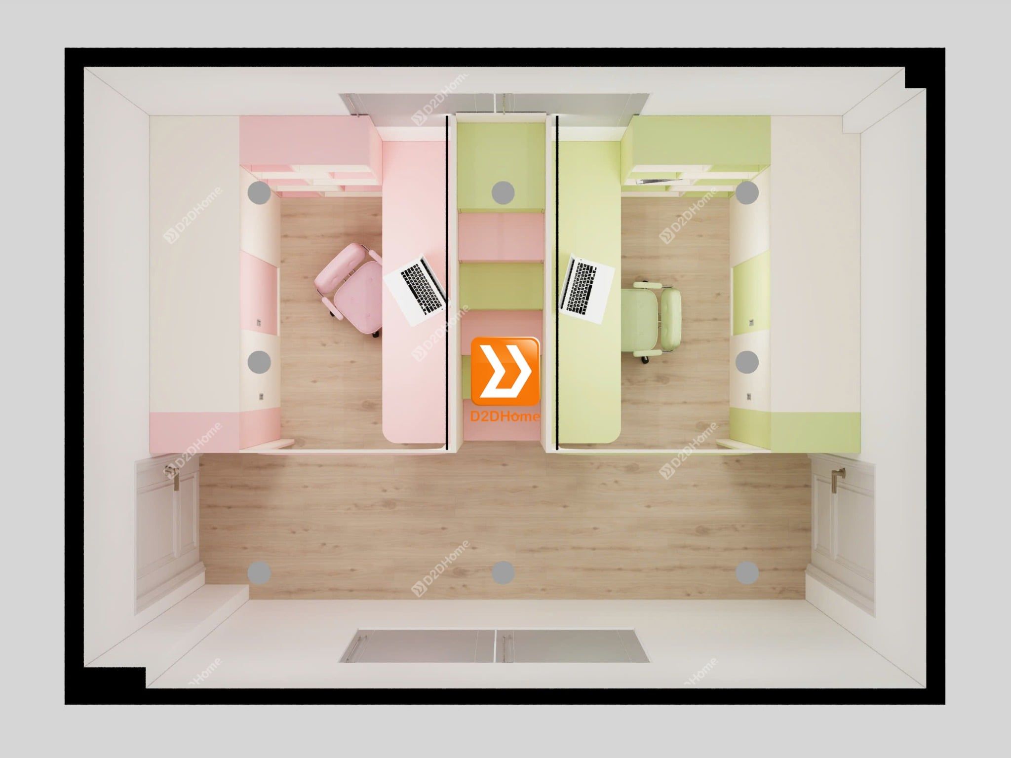  Phòng ngủ giường tầng cho 2 bé trai và gái nhà chị Tiêu Tình 