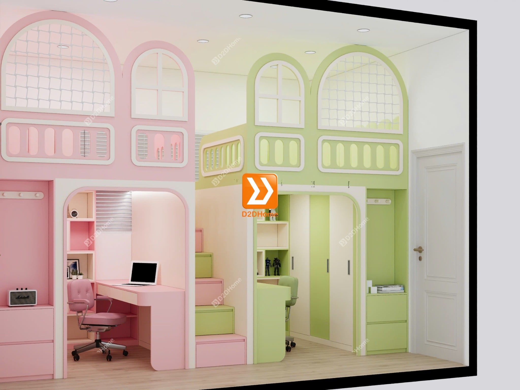  Phòng ngủ giường tầng cho 2 bé trai và gái nhà chị Tiêu Tình 