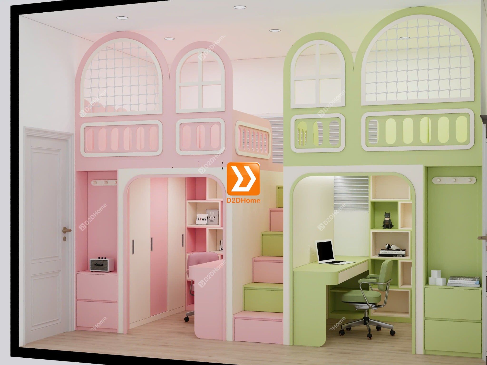  Phòng ngủ giường tầng cho 2 bé trai và gái nhà chị Tiêu Tình 