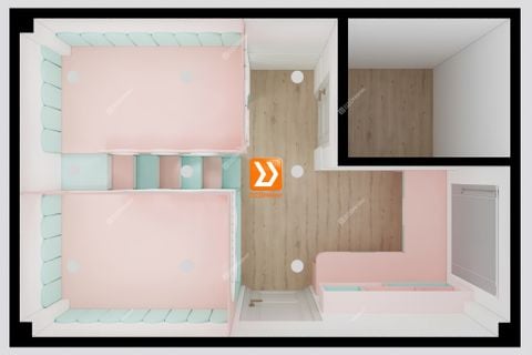 Phòng ngủ giường tầng cho 2 bé gái và 1 bé trai nhà anh Hoàng Hải