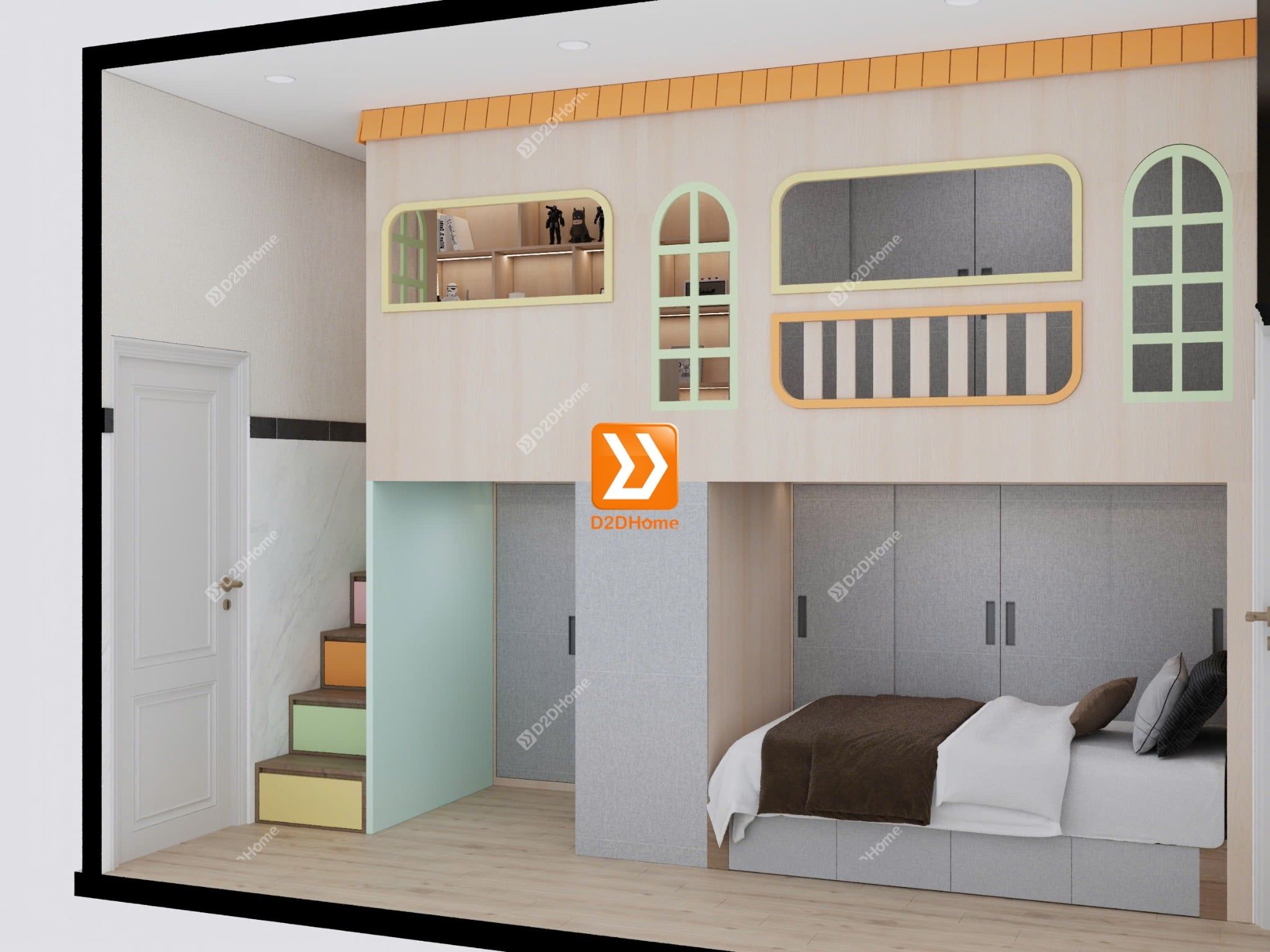  Phòng ngủ giường tầng cho 2 bé gái nhà chị Duy Khánh 