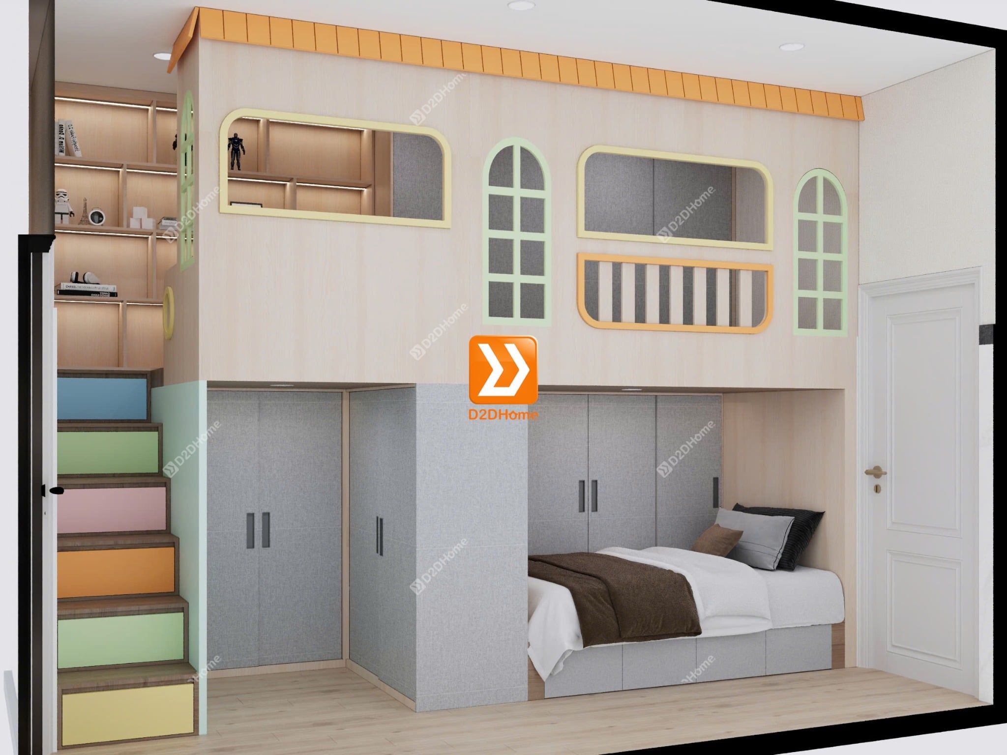  Phòng ngủ giường tầng cho 2 bé gái nhà chị Duy Khánh 