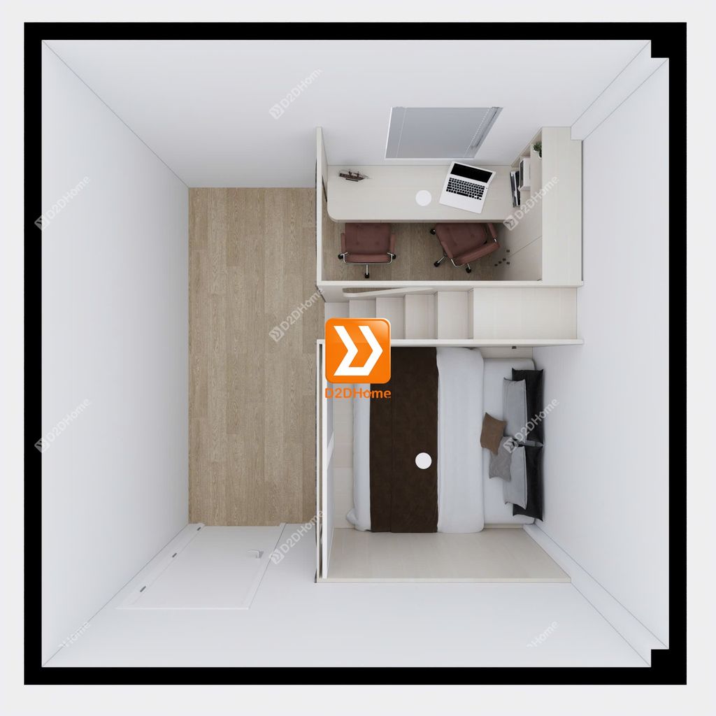 Phòng ngủ giường tầng cho bố mẹ và 2 bé trai nhà chị Dương Hồng