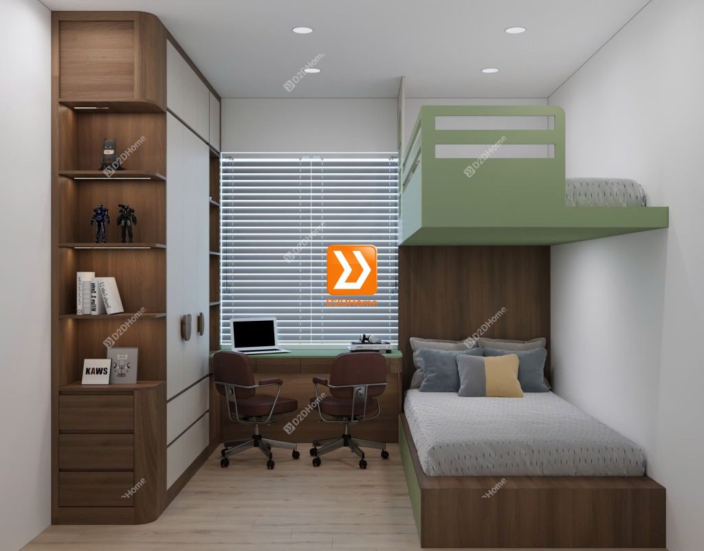 Phòng ngủ giường tầng cho 2 bé trai nhà anh Tiến Phạm