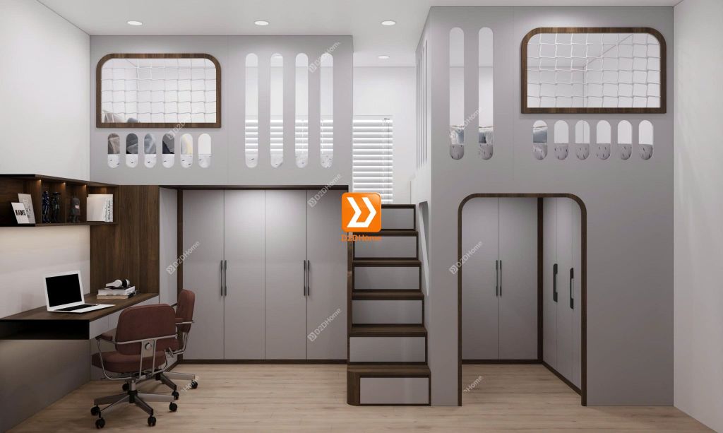 Phòng ngủ giường tầng cho 2 bé gái nhà anh Huy Nguyễn