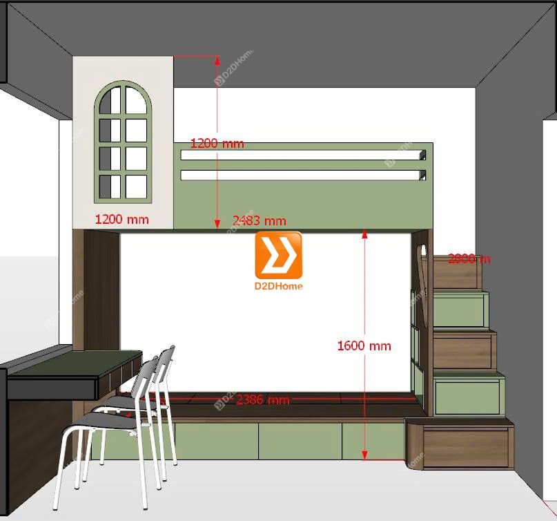 Phòng ngủ giường tầng cho 2 bé trai nhà anh Tiến Phạm