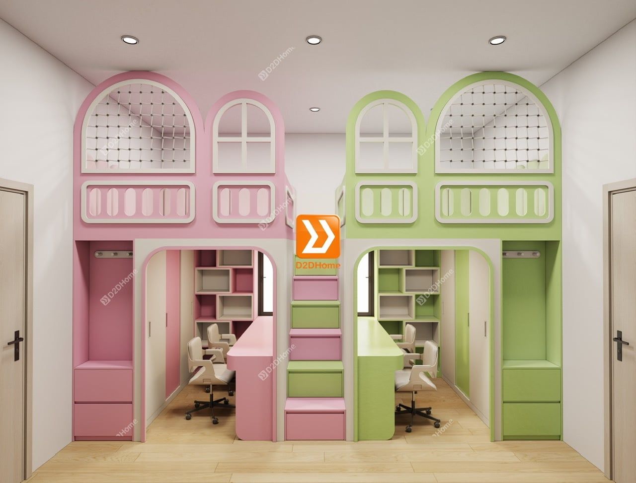  Phòng ngủ giường tầng cho 2 bé trai và gái nhà chị Tiêu Tình 