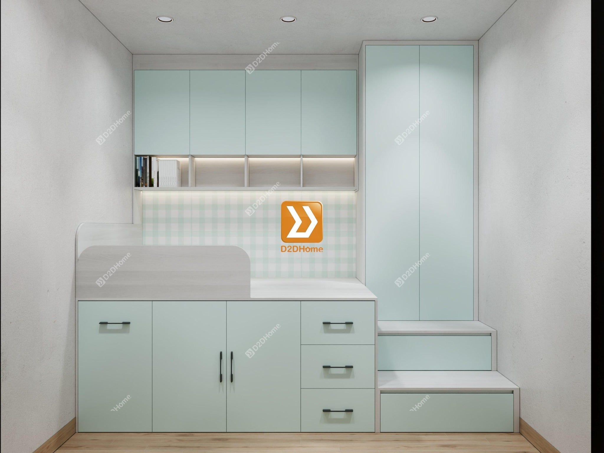  Phòng ngủ cho bé với hệ giường tủ bàn kết hợp nhà chị Lê Huỳnh 