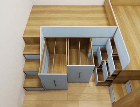 Hệ giường tủ đối xứng cho 2 bé trai nhà anh Hoàng Anh