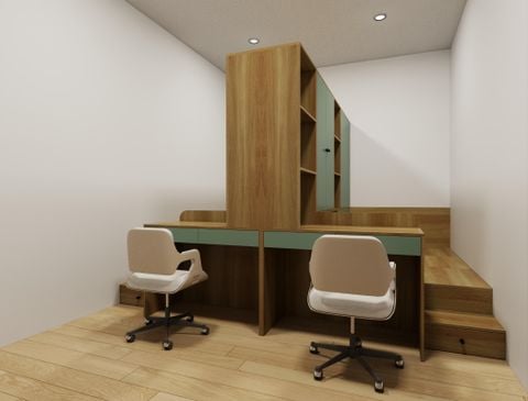 Hệ giường tủ đối xứng cho 2 bé nhà Chị Sunny