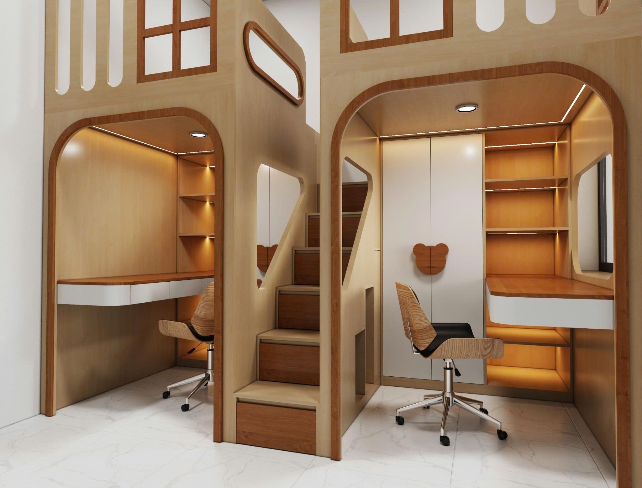  Hệ giường tầng cho 2 bé trai và gái nhà chị Ninh 