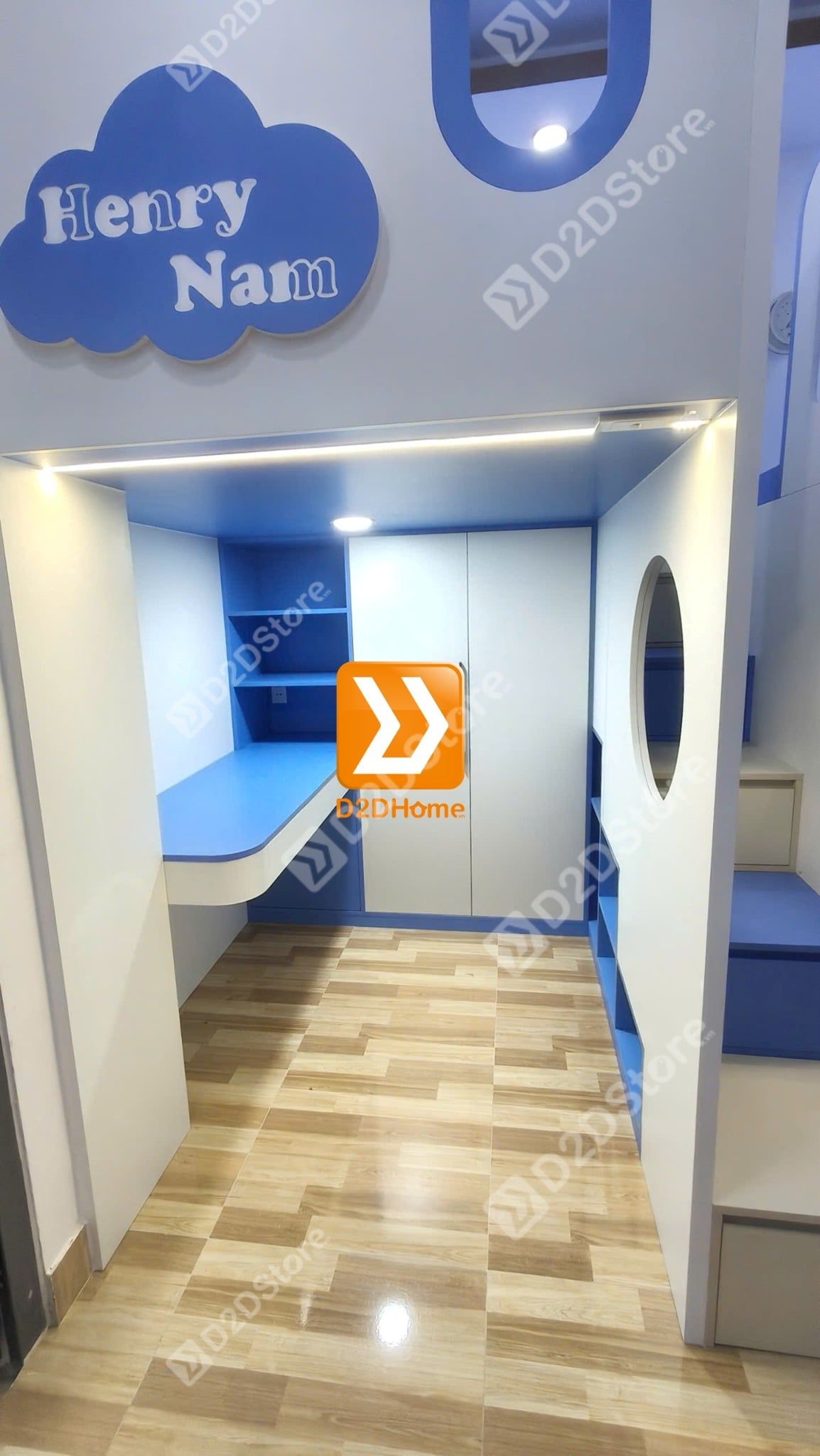  Phòng ngủ giường tầng cho bố mẹ và 2 bé trai nhà chị Linh Neo 