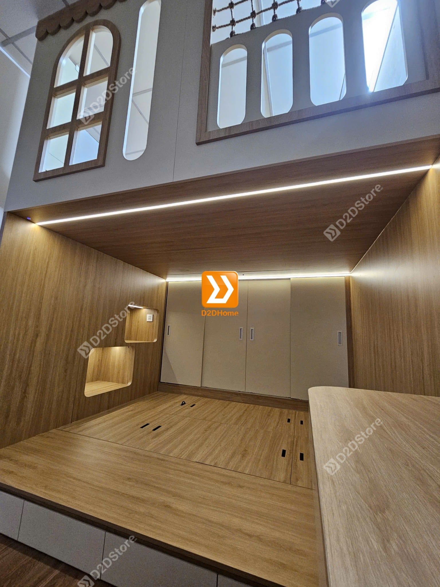  Phòng ngủ giường tầng cho bố mẹ và 1 bé trai nhà anh Phi 