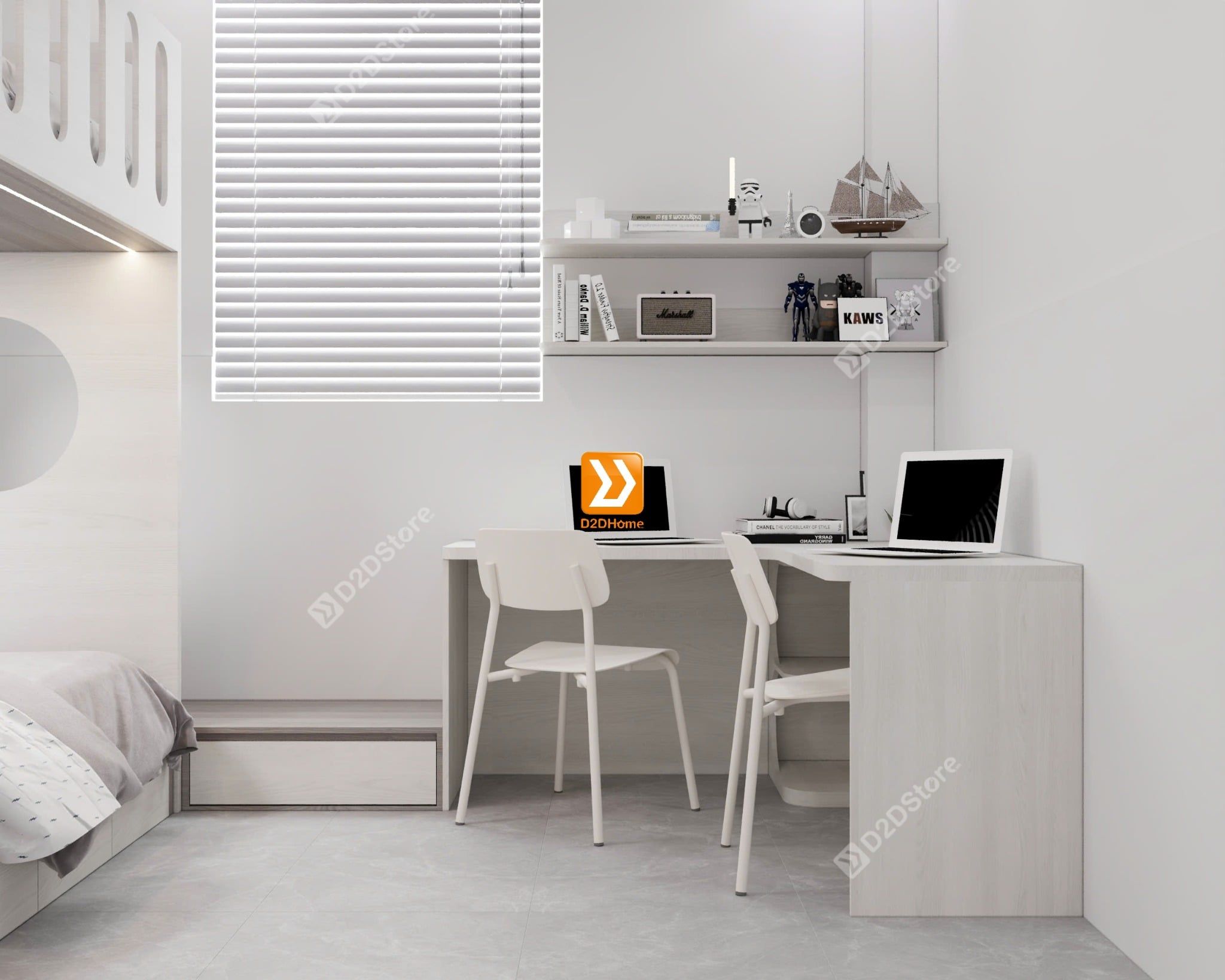  Phòng ngủ giường tầng cho bố mẹ và 1 bé trai 1 bé gái nhà chị Sammy Hua 