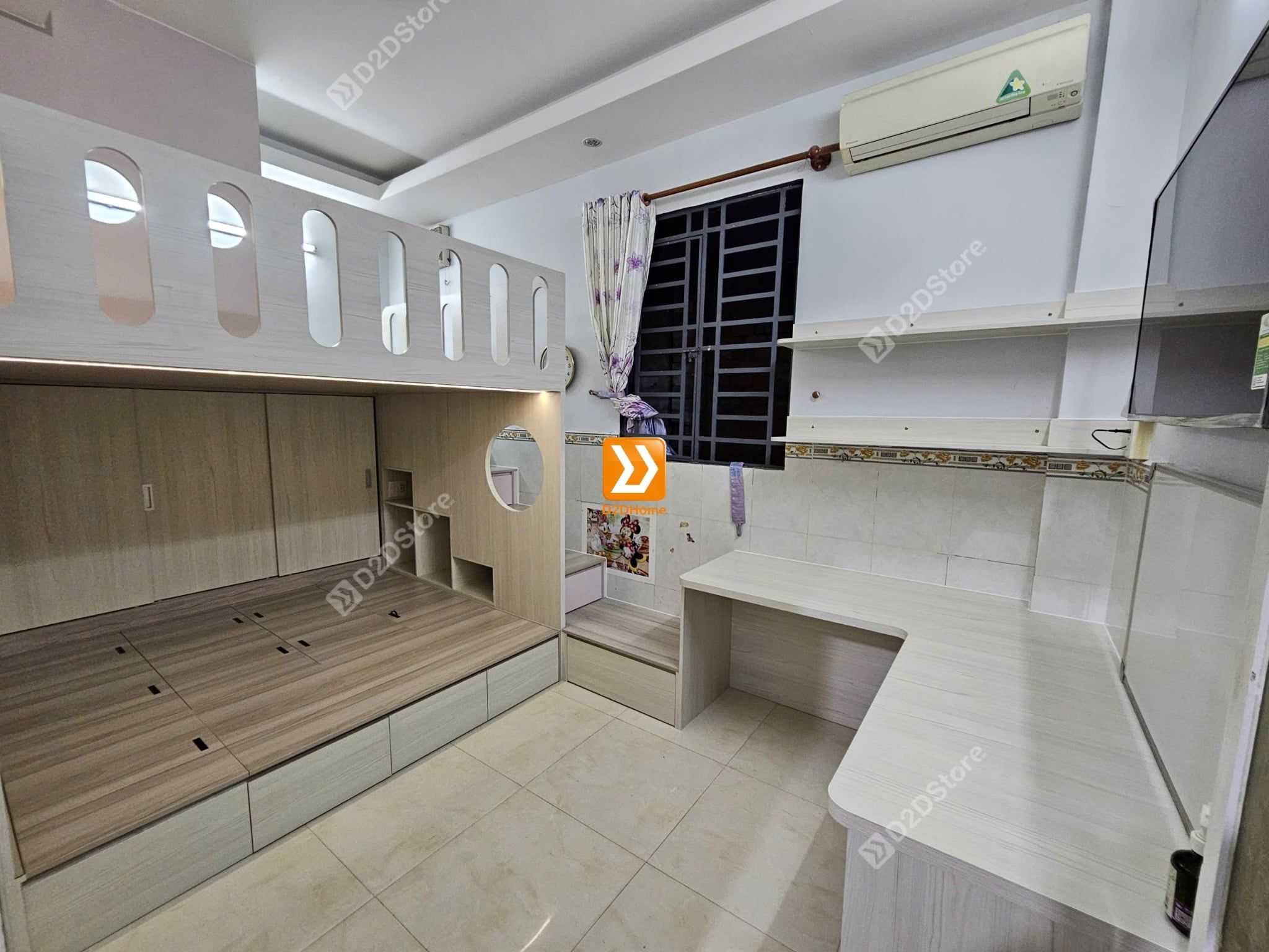  Phòng ngủ giường tầng cho bố mẹ và 1 bé trai 1 bé gái nhà chị Sammy Hua 
