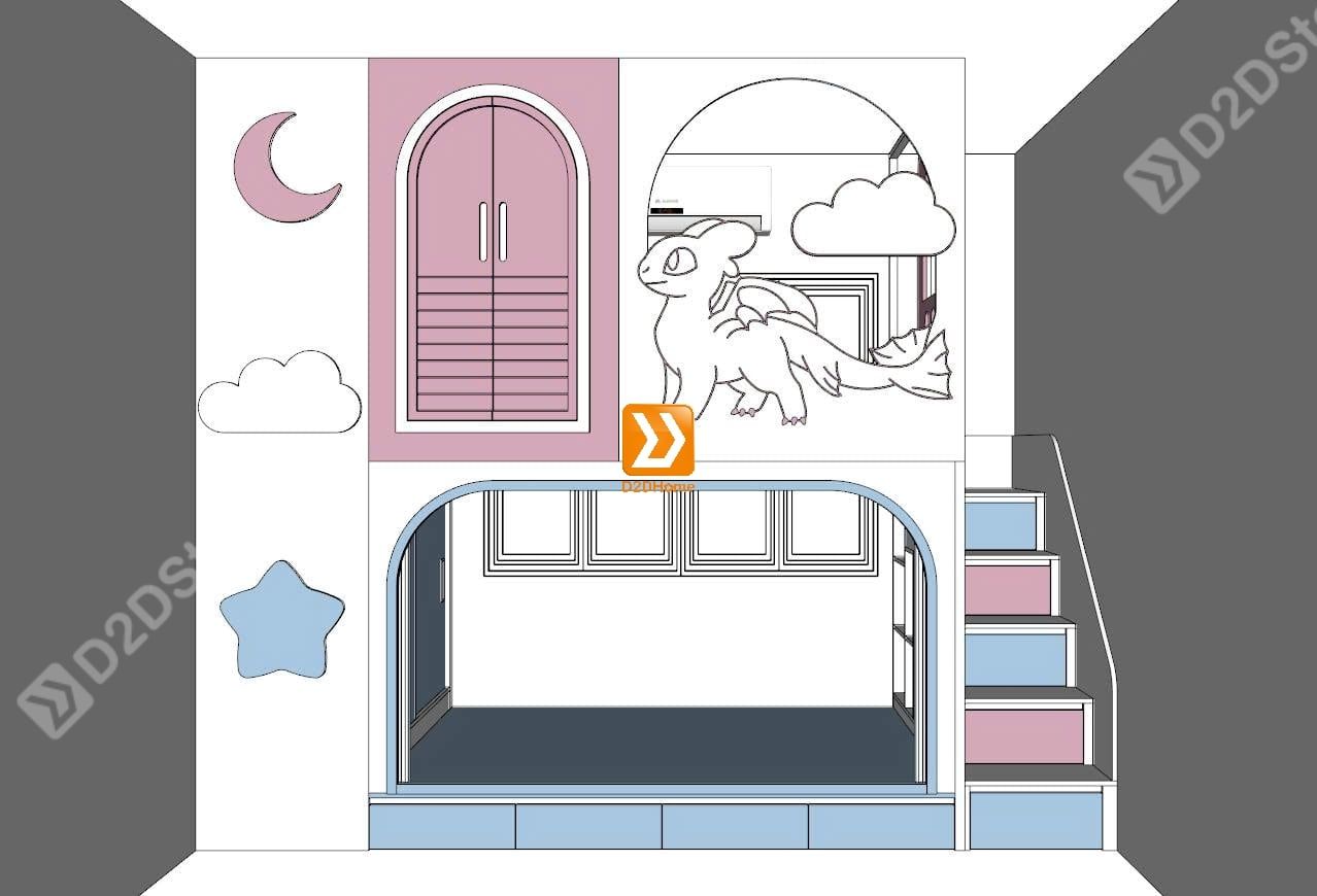  Phòng ngủ giường tầng cho bố mẹ và 1 bé gái nhà anh Jodan Tăng 