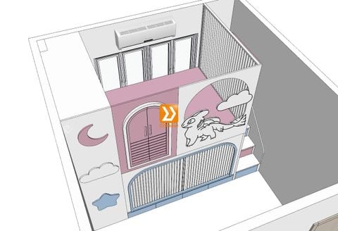 Phòng ngủ giường tầng cho bố mẹ và 1 bé gái nhà anh Jodan Tăng