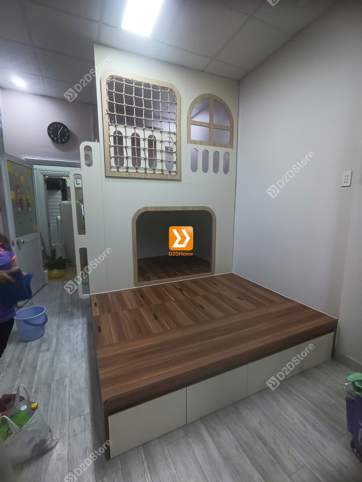  Phòng ngủ giường tầng cho bố mẹ và 2 bé trai nhà chị Lục Yến 