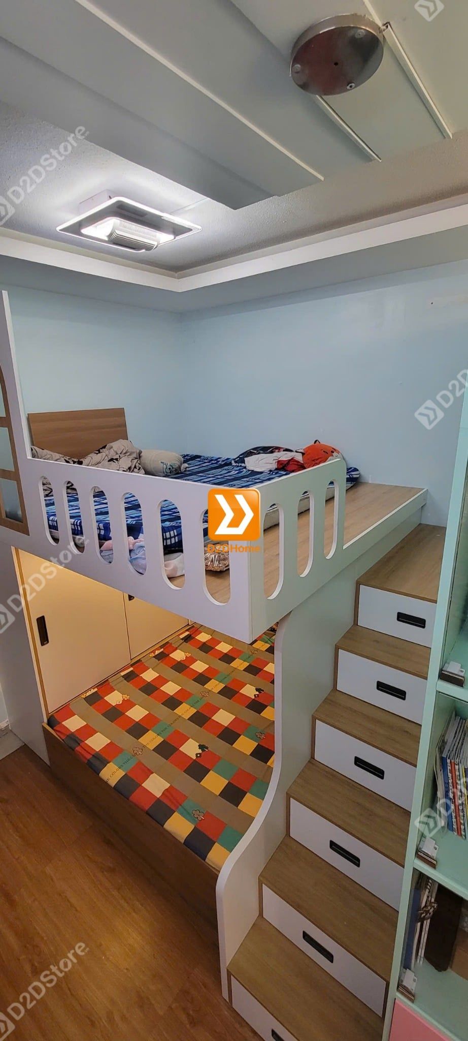 Phòng ngủ giường tầng cho 2 bé trai và 1 bé gái nhà chị Lan 
