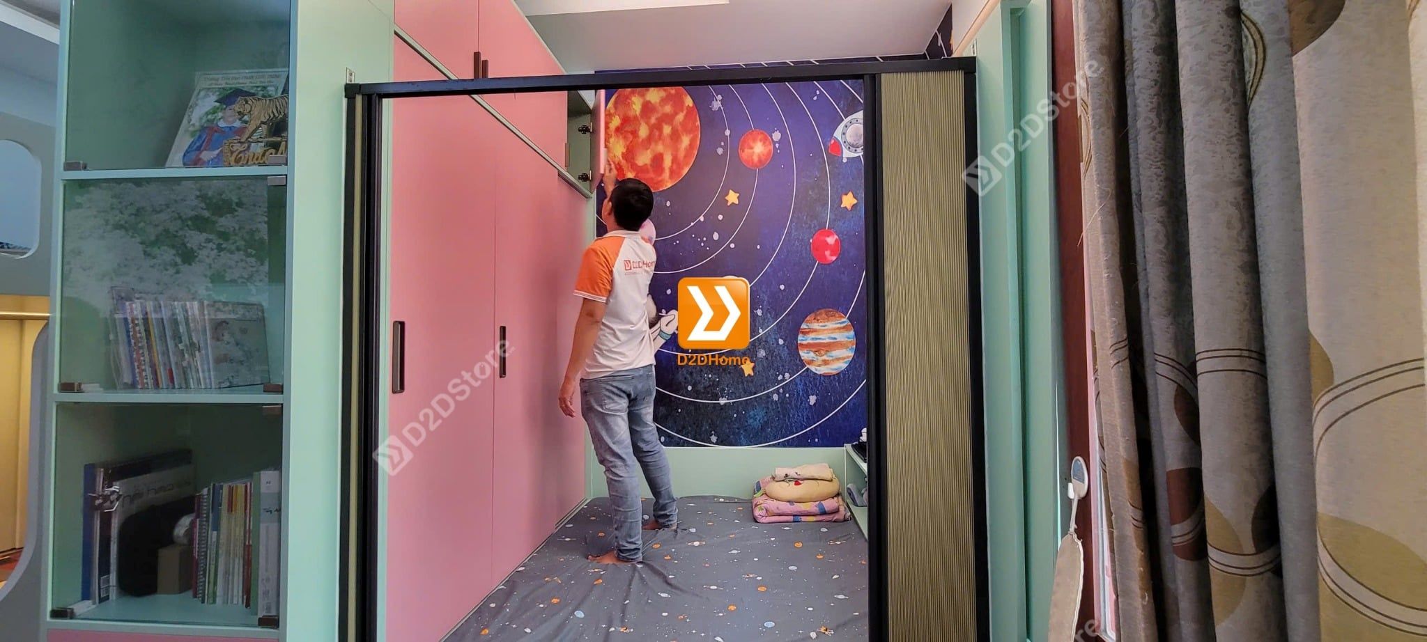 Phòng ngủ giường tầng cho 2 bé trai và 1 bé gái nhà chị Lan 