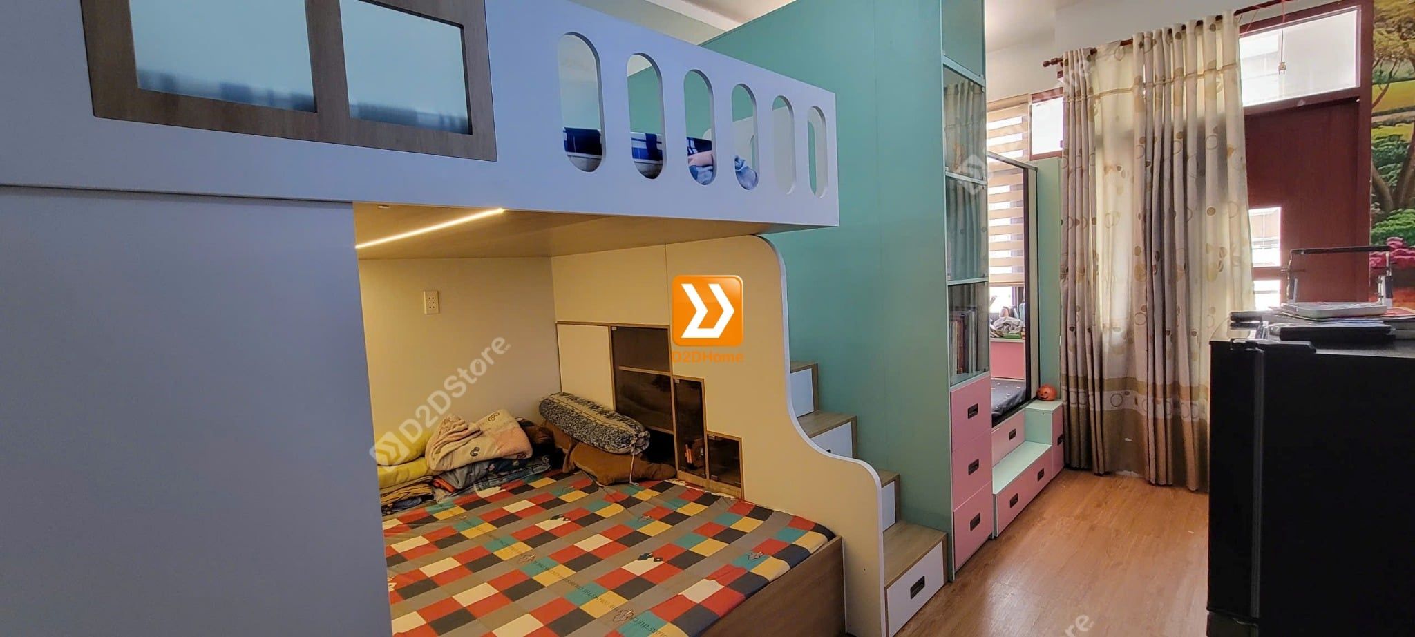  Phòng ngủ giường tầng cho 2 bé trai và 1 bé gái nhà chị Lan 