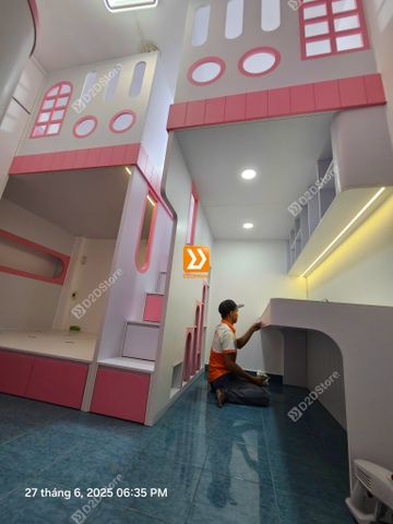 Phòng ngủ giường tầng cho 3 bé gái nhà chị Ngọc Lễ