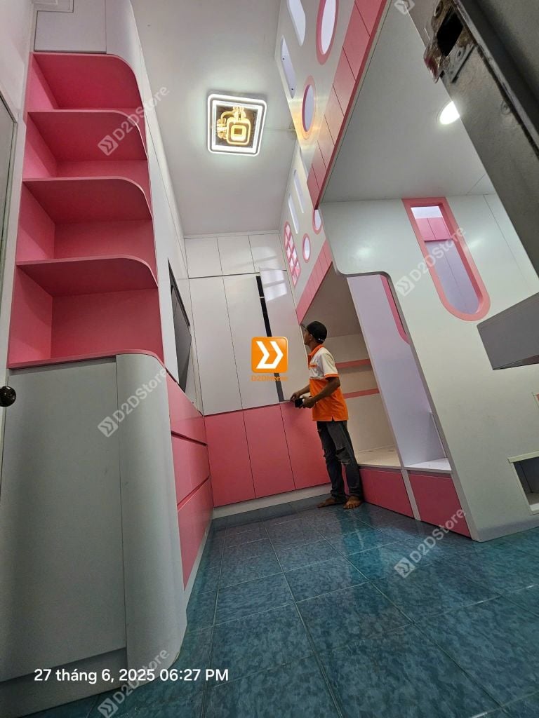 Phòng ngủ giường tầng cho 3 bé gái nhà chị Ngọc Lễ