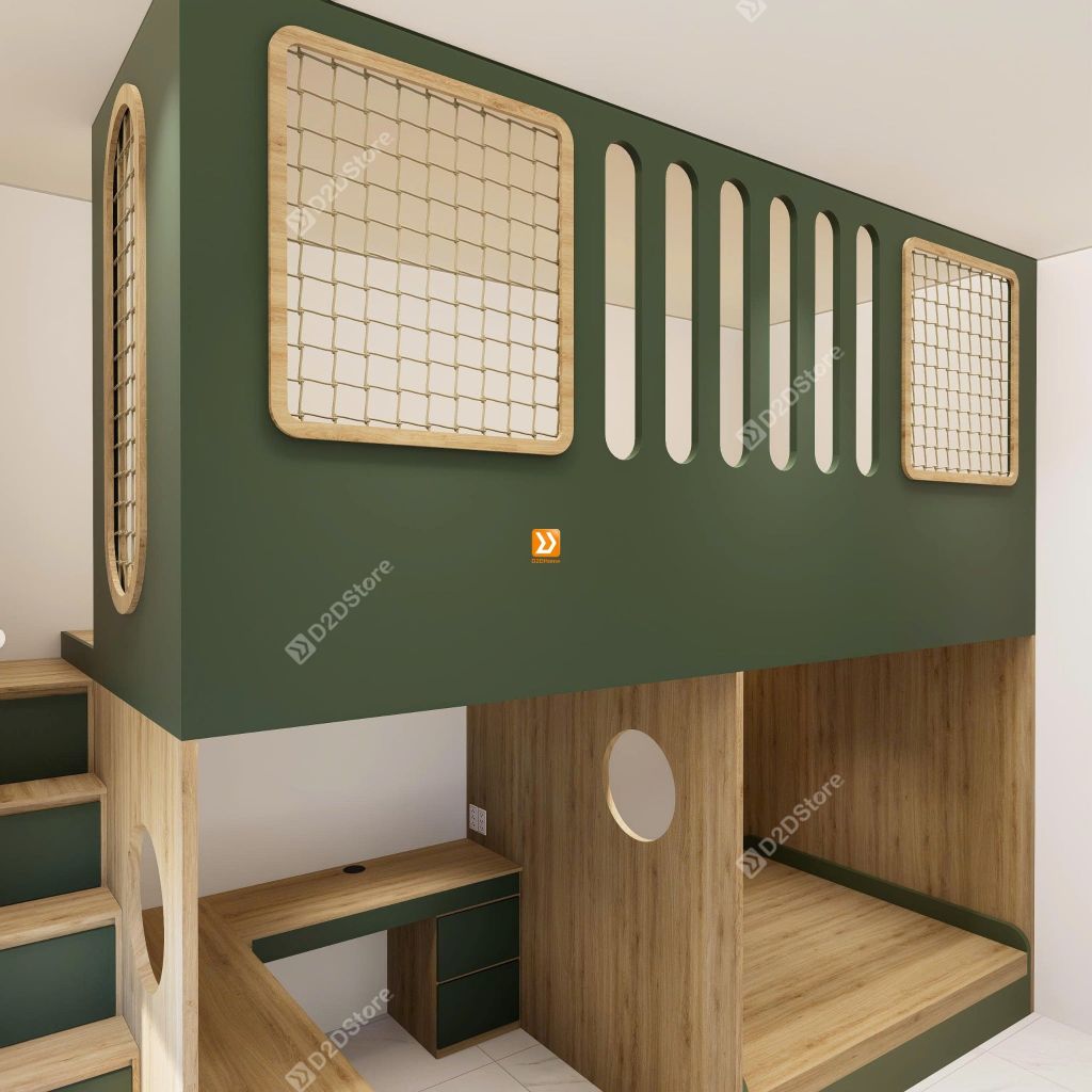 Phòng ngủ giường tầng cho 2 bé trai nhà chị Tuyền