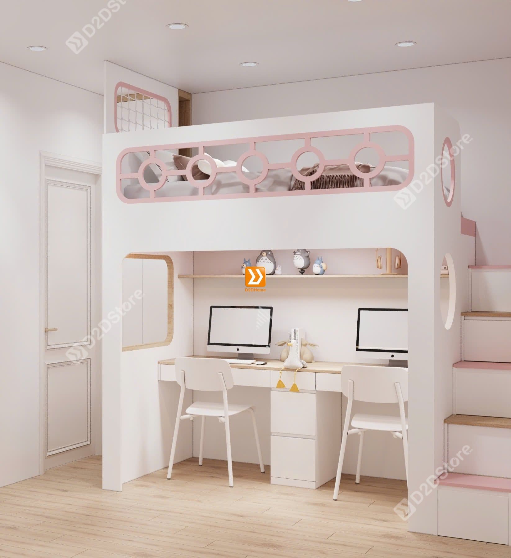 Phòng ngủ giường tầng 1 bé gái nhà anh Đại Bảo