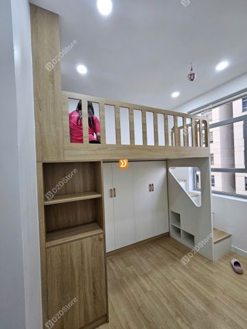 Phòng ngủ giường tầng 1 bé gái nhà chị Thanh Thùy