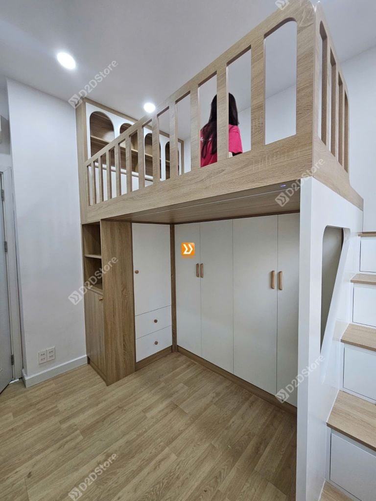 Phòng ngủ giường tầng 1 bé gái nhà chị Thanh Thùy