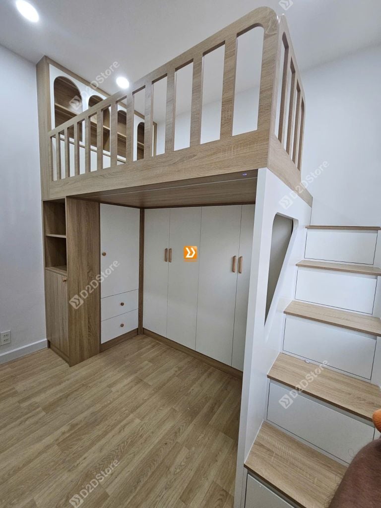Phòng ngủ giường tầng 1 bé gái nhà chị Thanh Thùy
