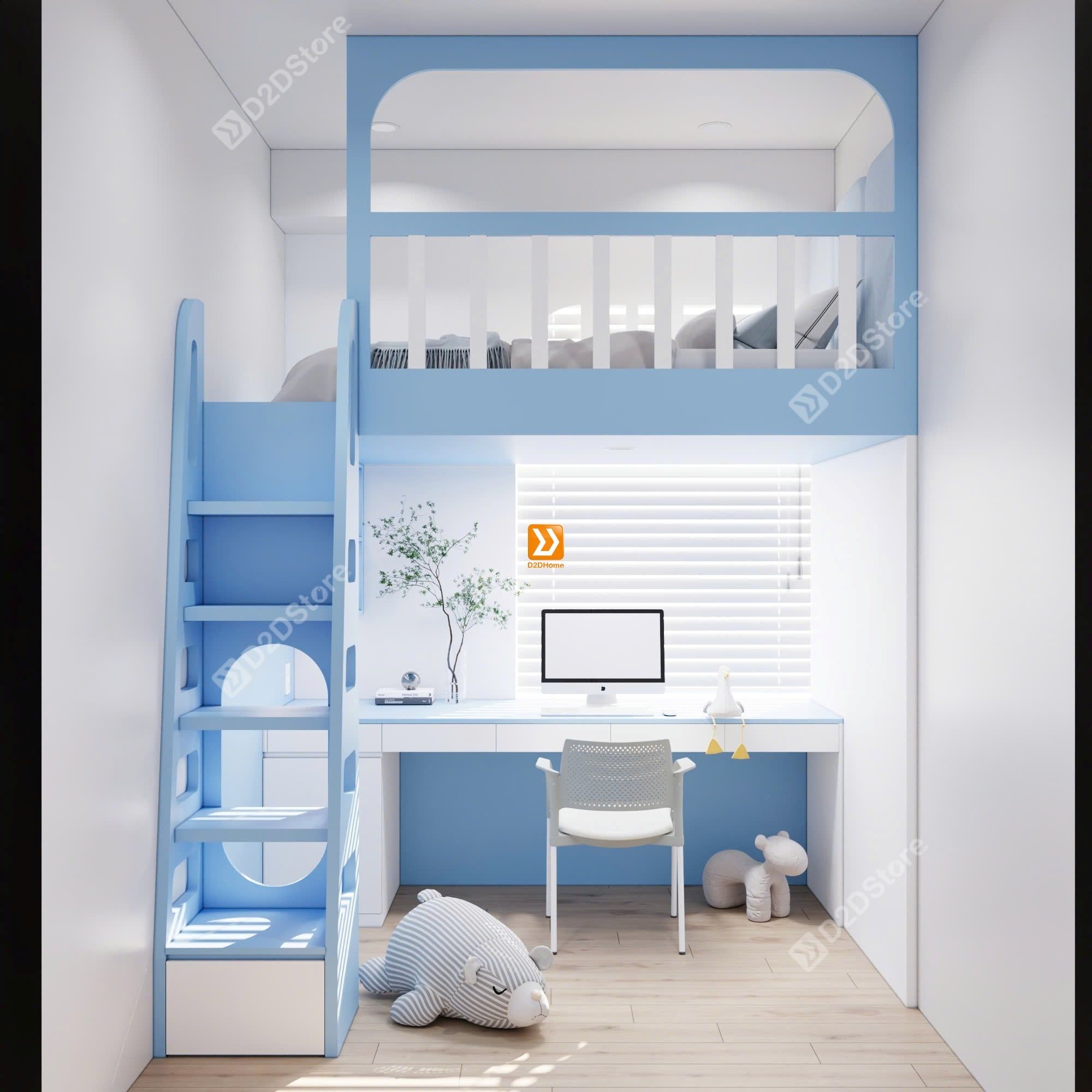 Phòng ngủ giường tầng 1 bé trai nhà anh Huang Juang