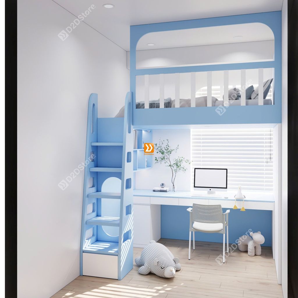 Phòng ngủ giường tầng 1 bé trai nhà anh Huang Juang