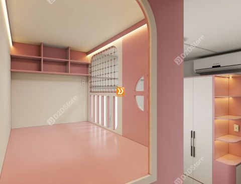 Phòng ngủ giường tầng cho 2 bé gái nhà anh Quốc Cường