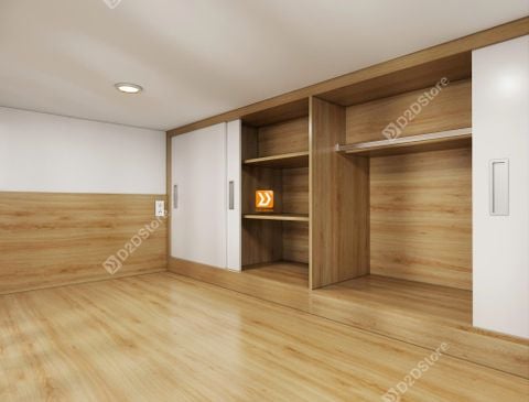 Phòng ngủ giường tầng cho bố mẹ và 2 bé trai nhà chị Ami Mai