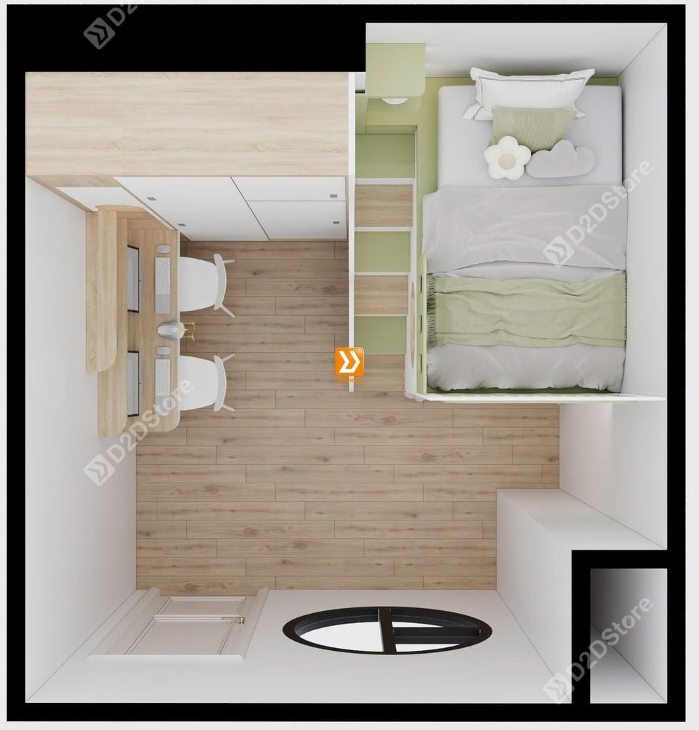 Phòng ngủ giường tầng cho 2 bé trai nhà anh Dũng