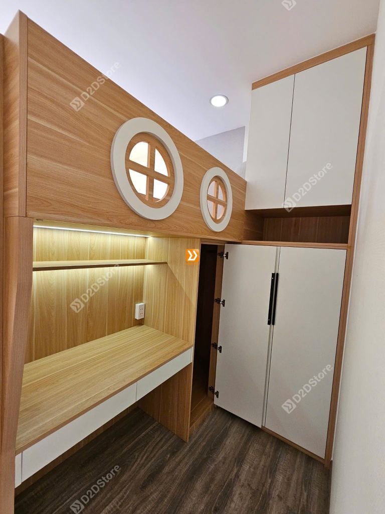 Phòng ngủ giường tầng cho 1 bé trai và 1 bé gái nhà anh Hà Trần