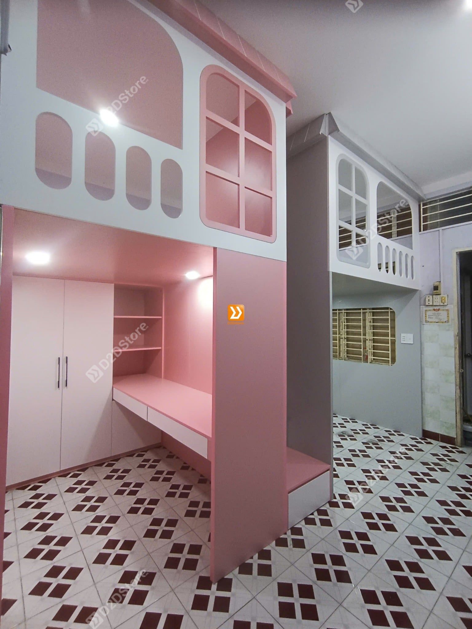 Phòng ngủ giừng tầng cho 1 bé trai và 1 bé gái nhà chị Hương Phạm