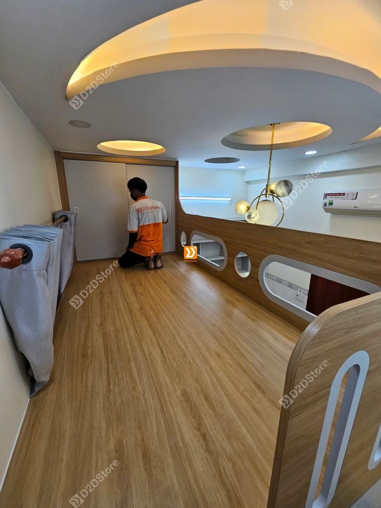 Phòng ngủ giường tầng cho 2 bé trai nhà anh Nguyên Trần