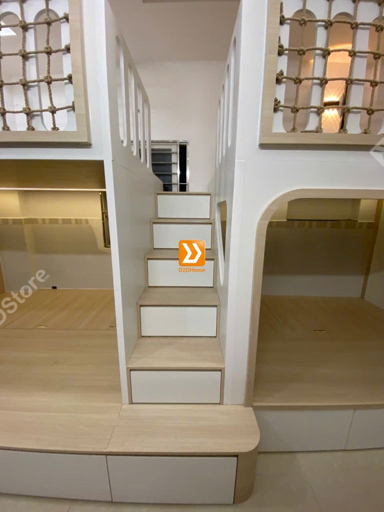 Phòng ngủ giường tầng cho bố mẹ và 3 bé nhà anh Nhữ Huy