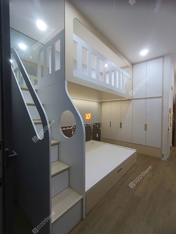 Phòng ngủ giường tầng cho bố mẹ và 2 bé nhà chị Phương Huỳnh