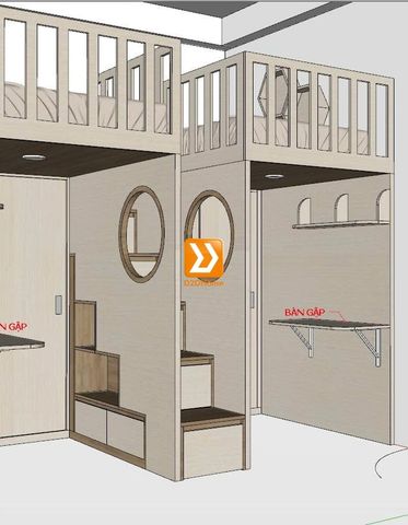 Phòng ngủ giường tầng cho 2 bé gái nhà chị Quyên Trần