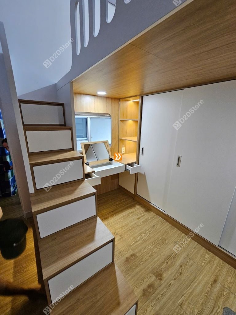 Phòng ngủ giường tầng cho 1 bé gái nhà chị Thanh Thảo