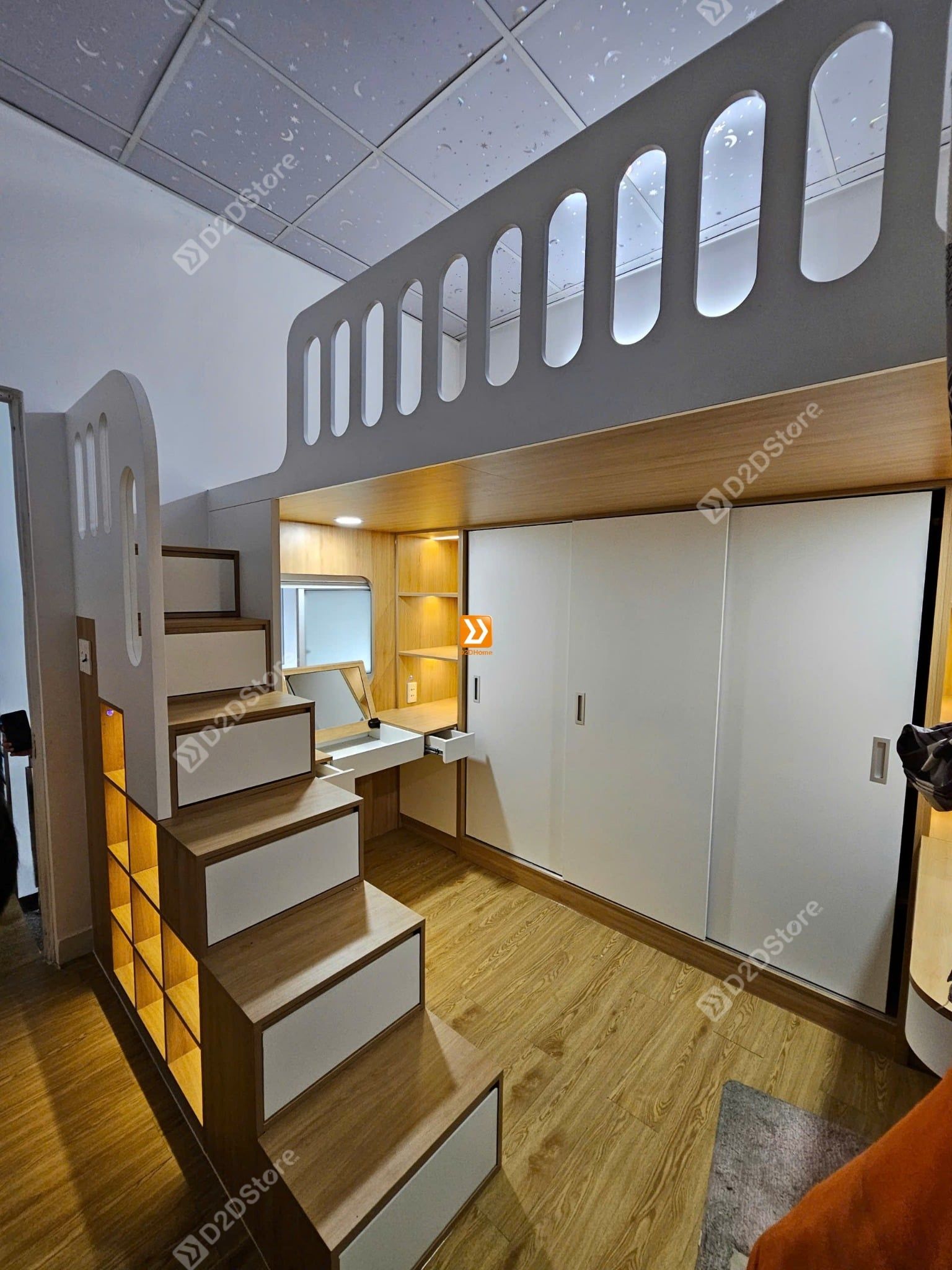 Phòng ngủ giường tầng cho 1 bé gái nhà chị Thanh Thảo