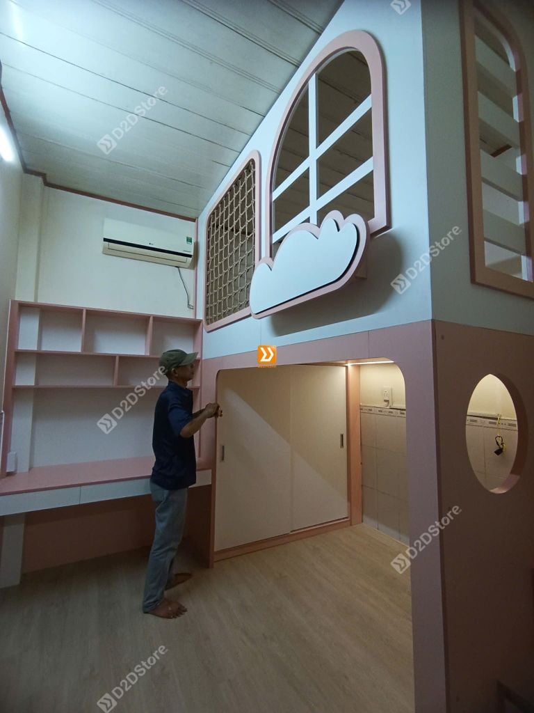 Phòng ngủ giường tầng cho 1 bé gái nhà chị Tâm Tâm