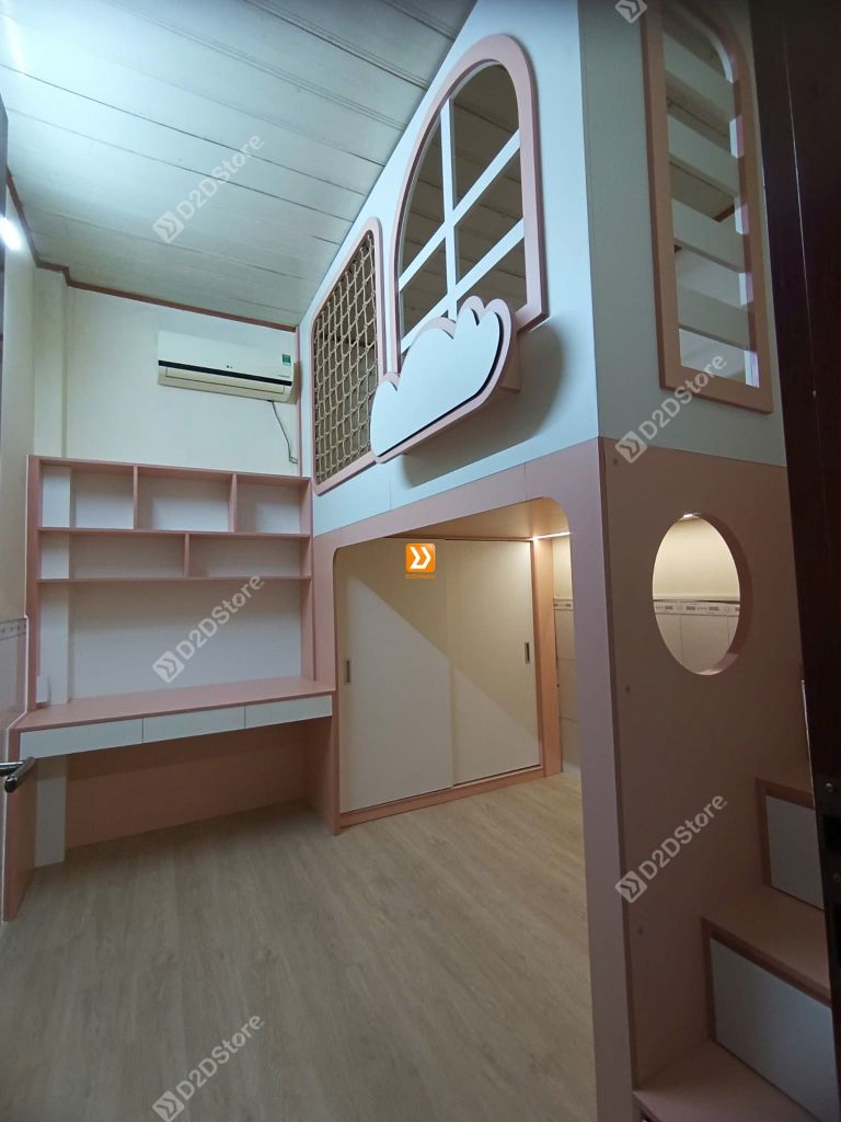Phòng ngủ giường tầng cho 1 bé gái nhà chị Tâm Tâm